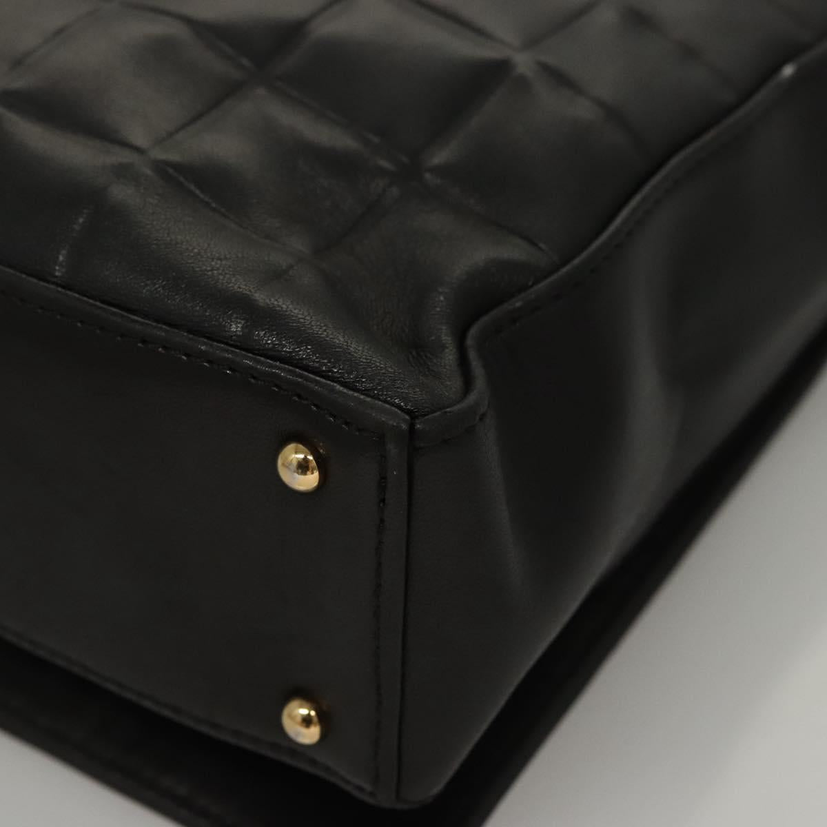 CHANEL Choco Bar line Shoulder Bag Lamb Skin Black CC Auth mr1233