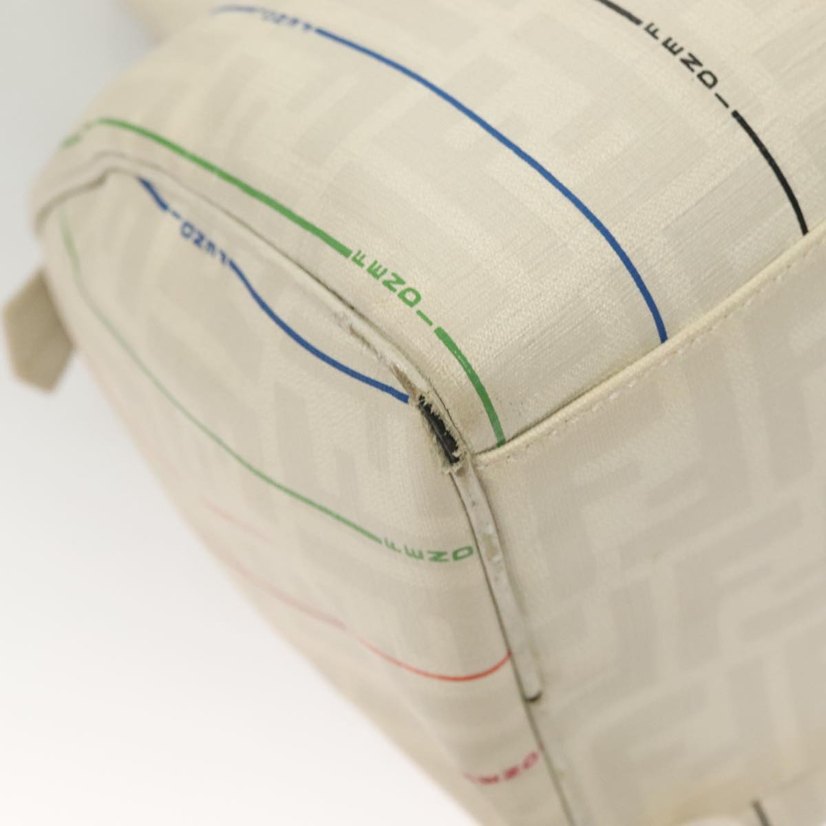 FENDI Zucca Canvas Boston Bag PVC White Gold Auth mr1249