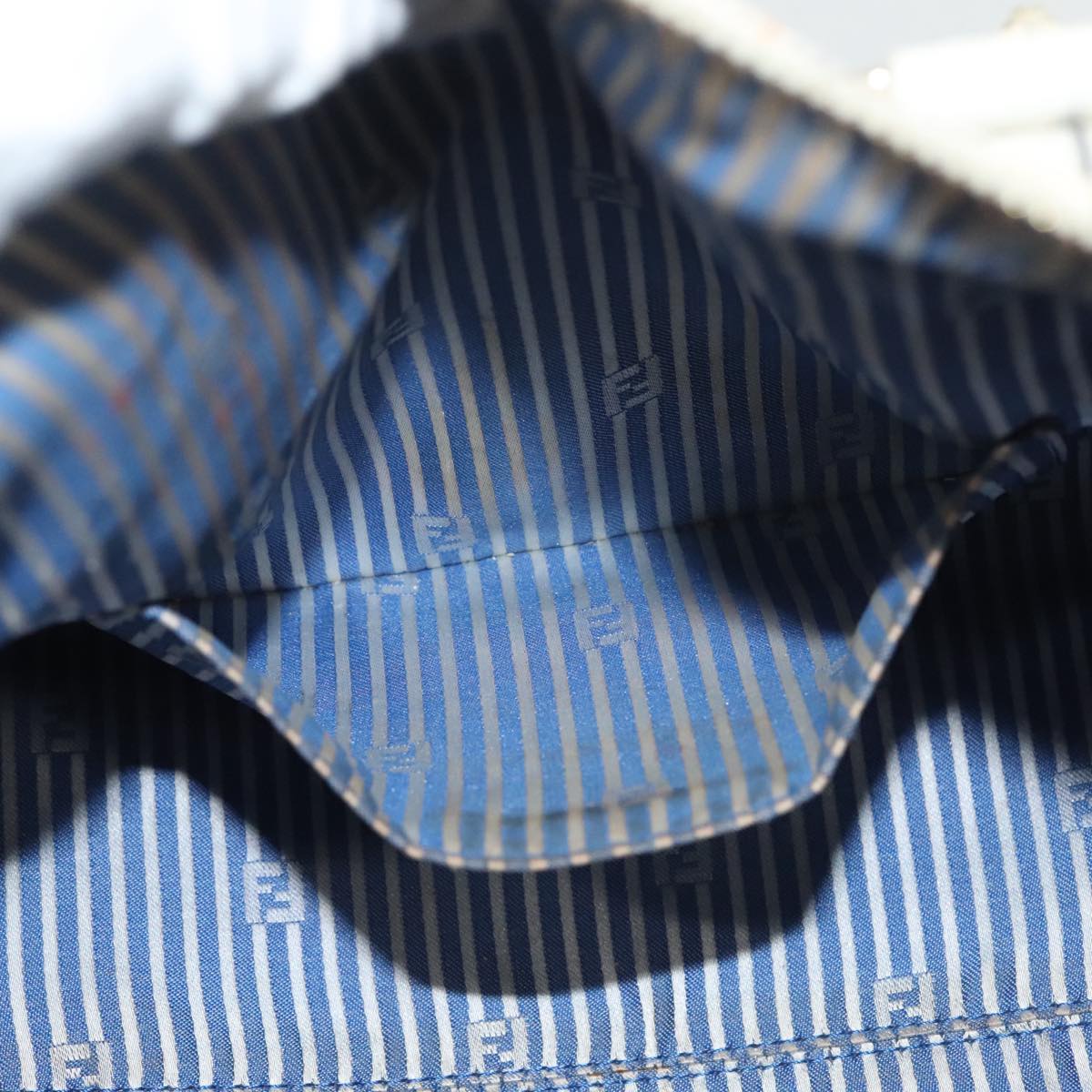 FENDI Zucca Canvas Boston Bag PVC White Gold Auth mr1249