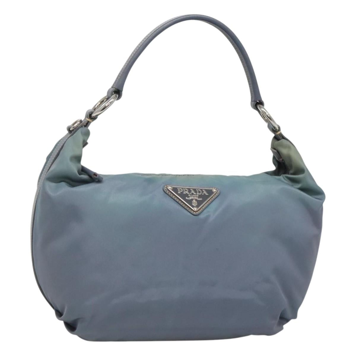 PRADA Shoulder Bag Nylon Blue Silver Auth mr1259