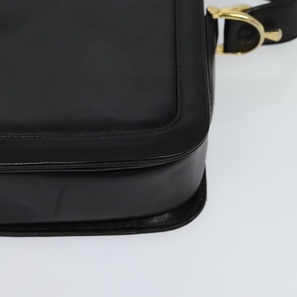 CELINE Shoulder Bag Leather Black Gold Auth mr1261
