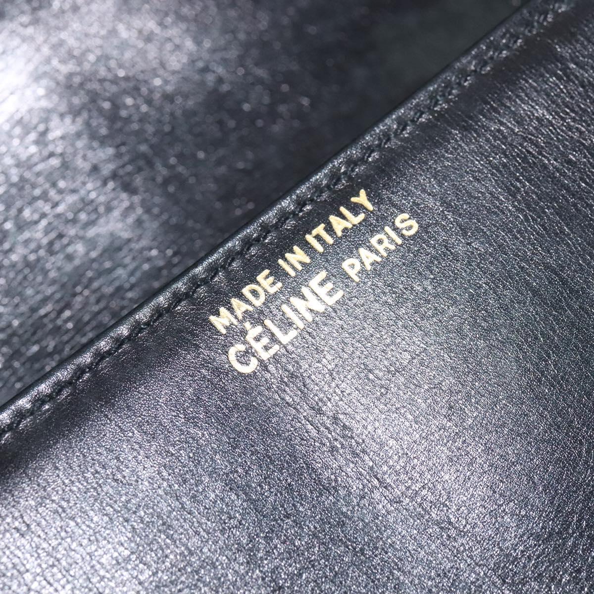 CELINE Shoulder Bag Leather Black Gold Auth mr1261