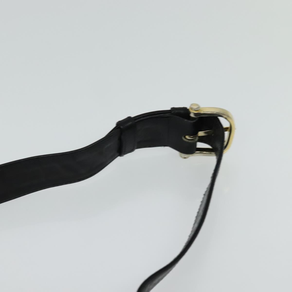 CELINE Shoulder Bag Leather Black Gold Auth mr1261