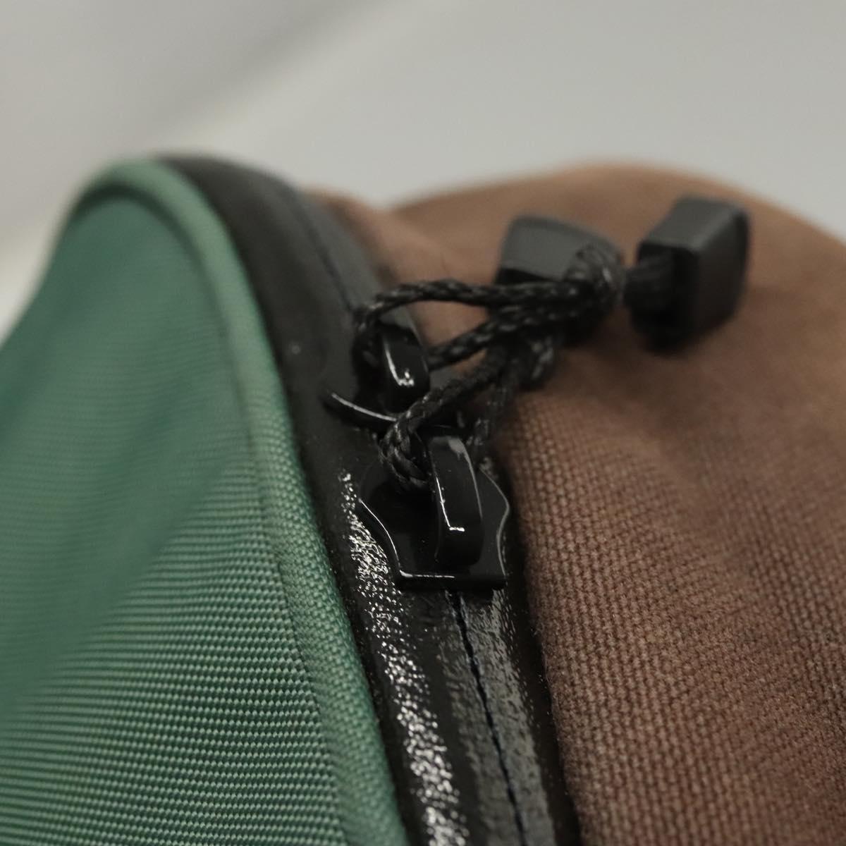 CHANEL Sports Backpack Canvas nylon Green Brown CC Auth mr1265