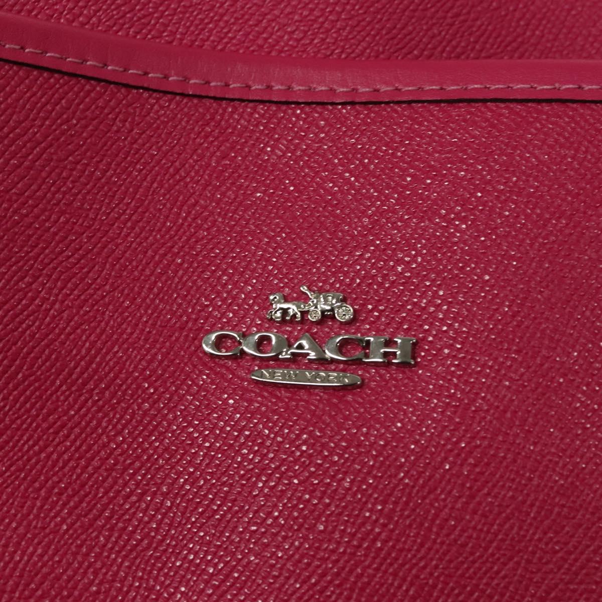 Coach Tote Bag Leather Pink Silver Auth mr1284