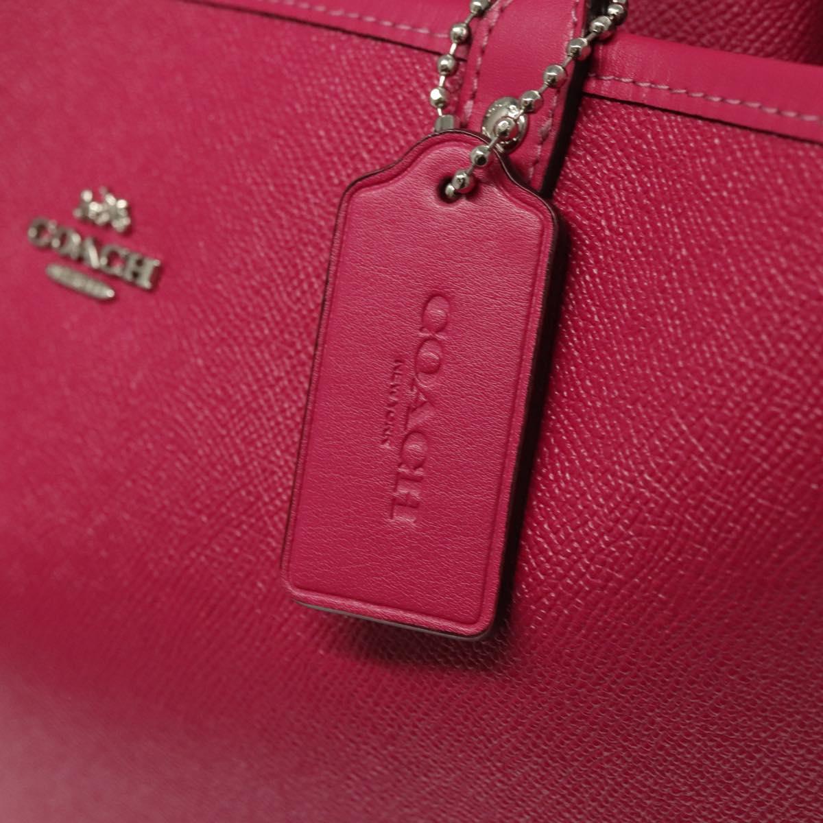 Coach Tote Bag Leather Pink Silver Auth mr1284