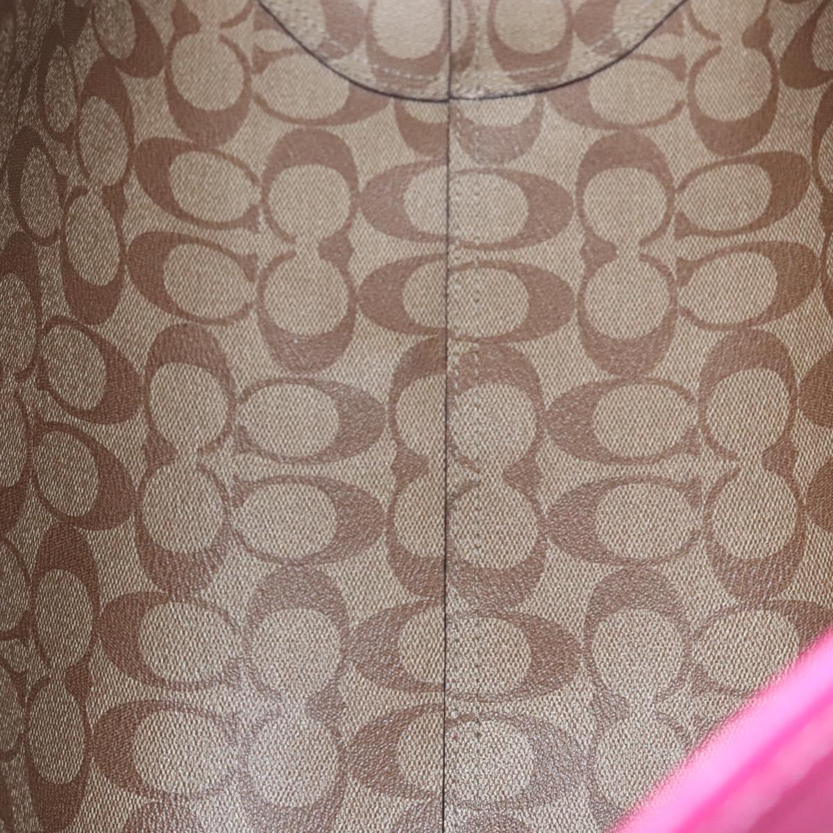 Coach Tote Bag Leather Pink Silver Auth mr1284