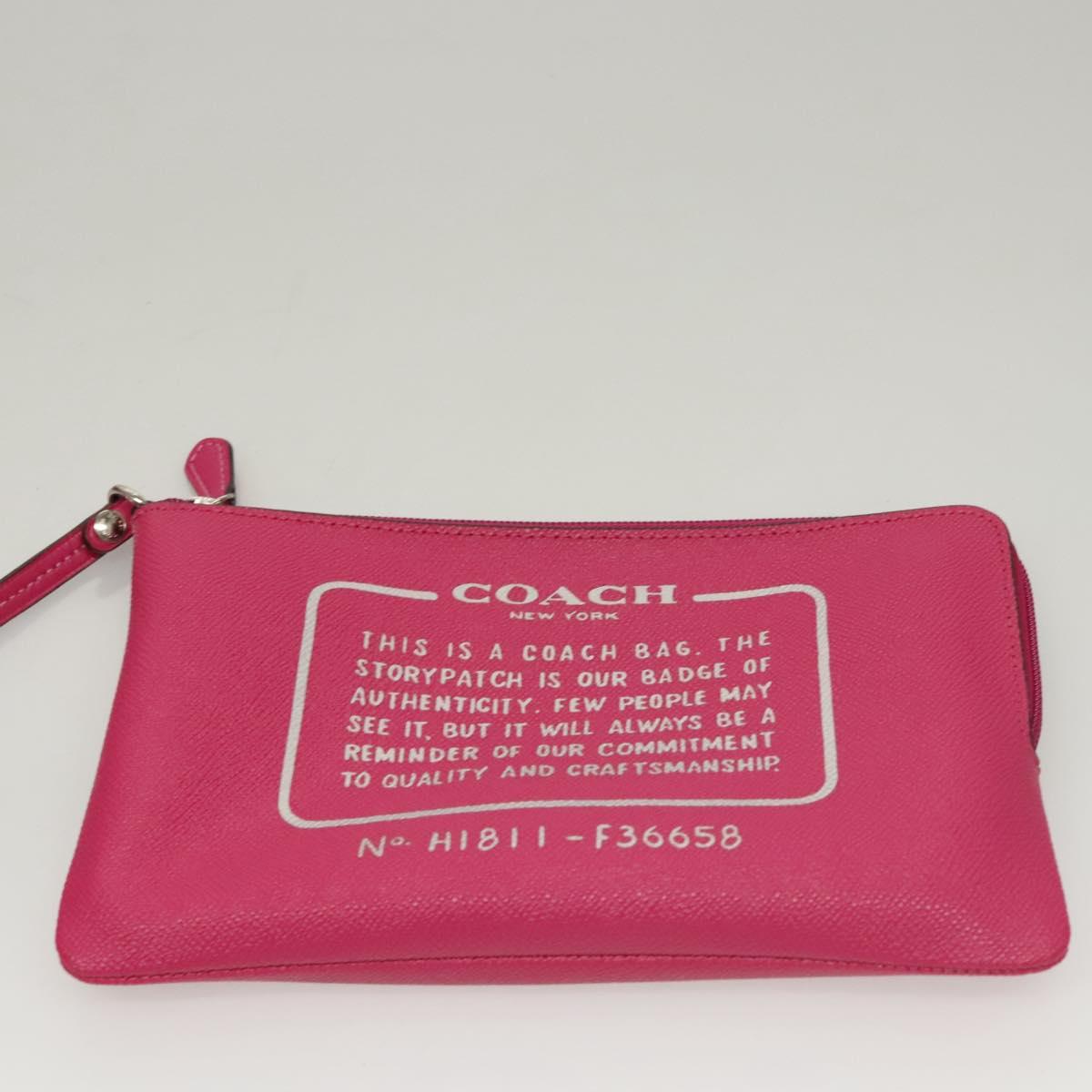 Coach Tote Bag Leather Pink Silver Auth mr1284