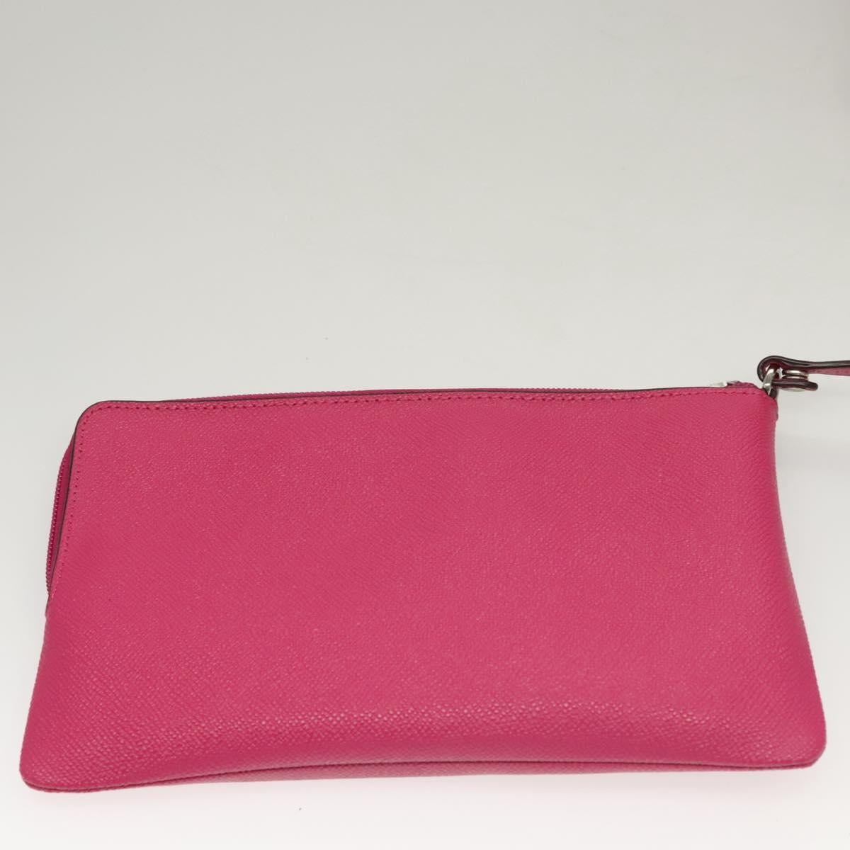 Coach Tote Bag Leather Pink Silver Auth mr1284