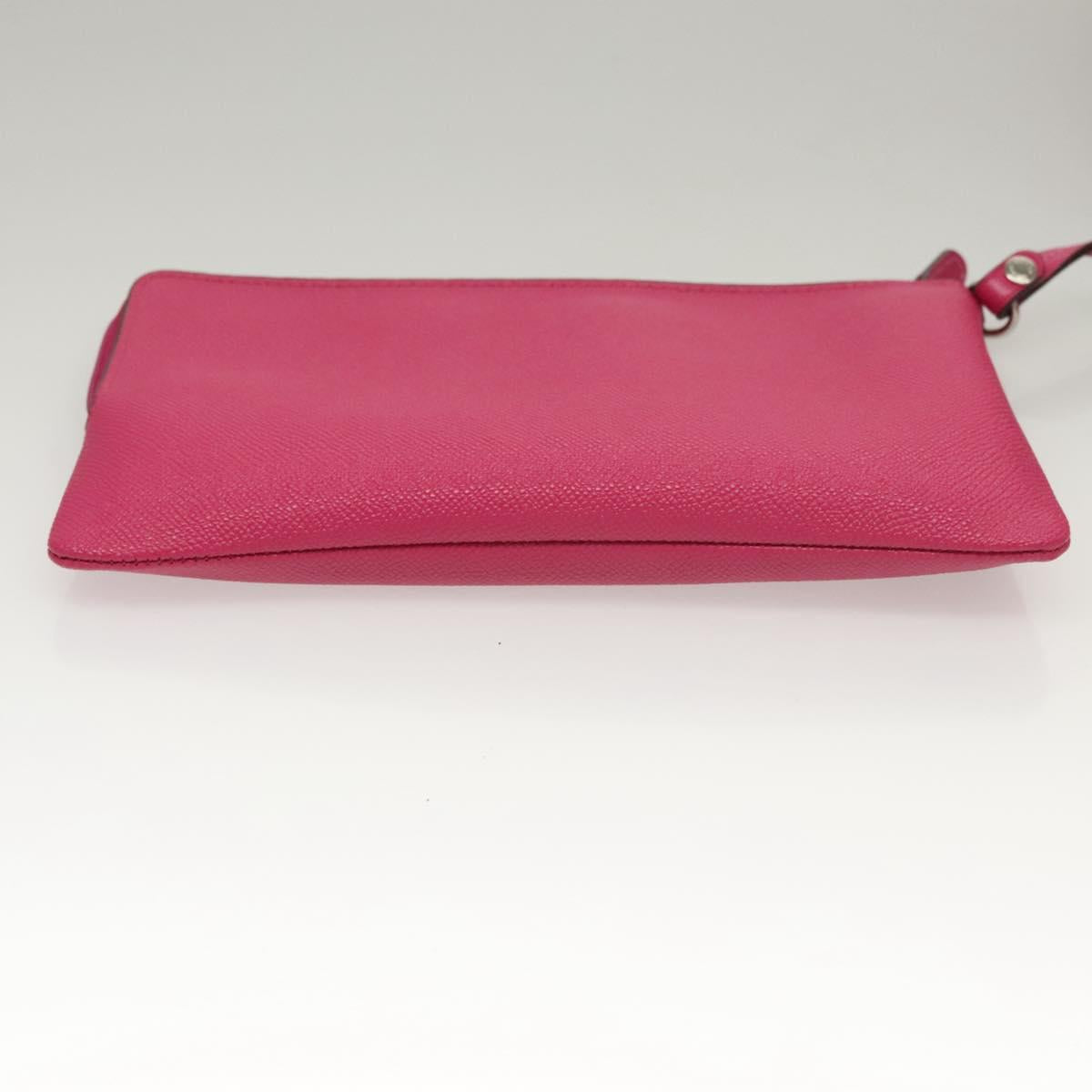 Coach Tote Bag Leather Pink Silver Auth mr1284
