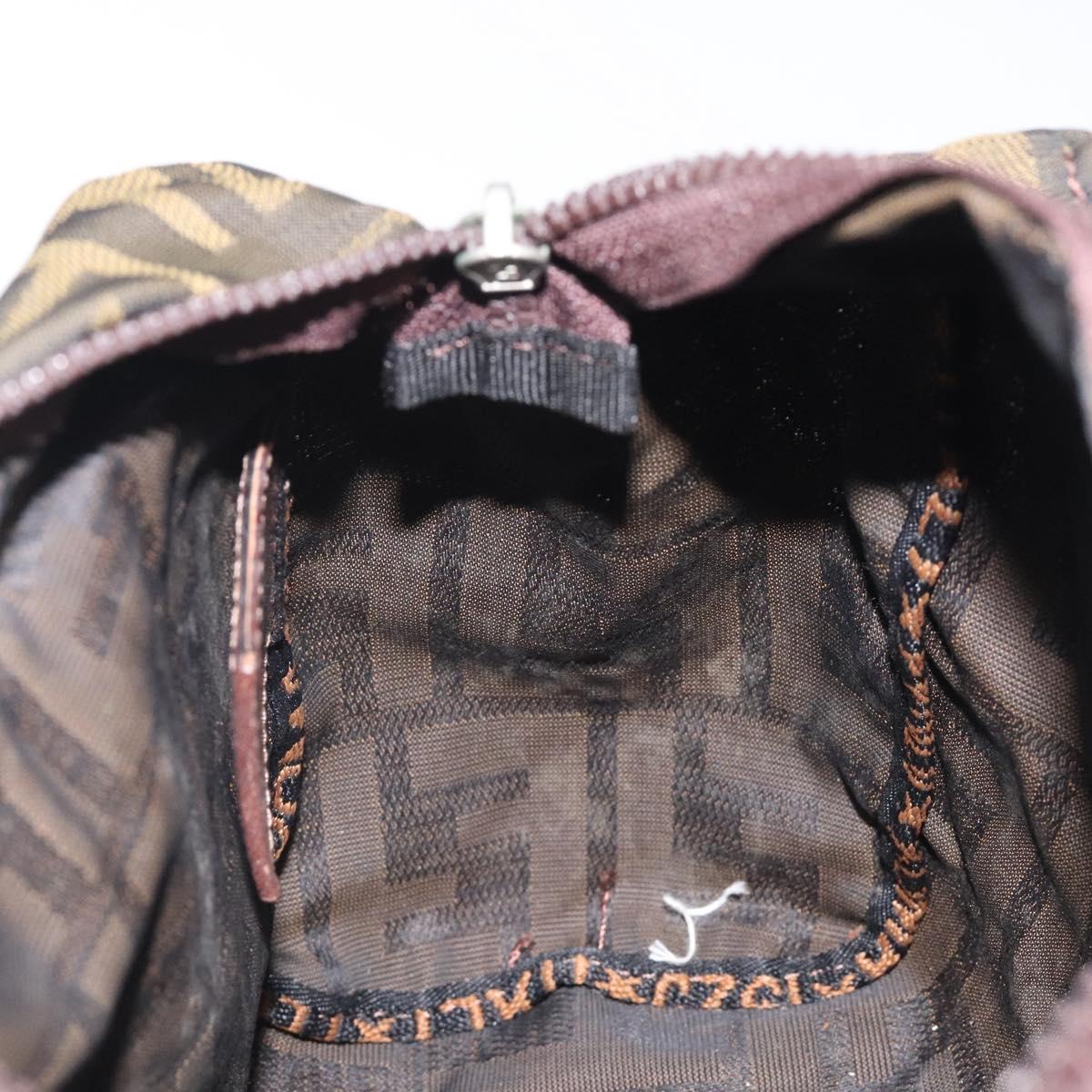 FENDI Zucca Canvas Mini Hand Bag Brown Brown Auth mr1287