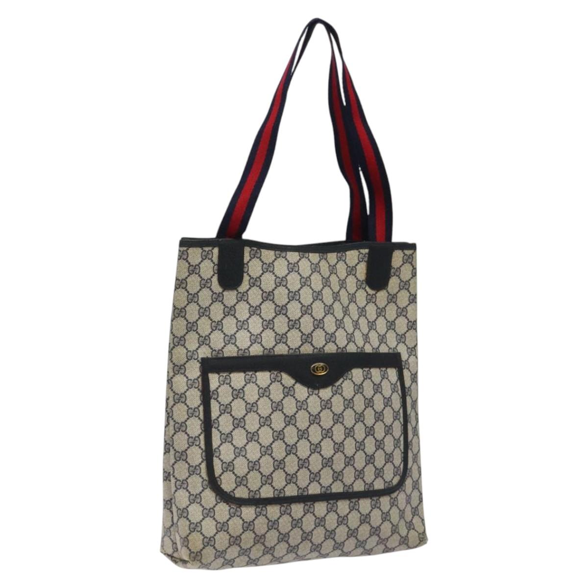 GUCCI GG Supreme Sherry Line Tote Bag PVC Navy 39 02 003 Auth mr1292