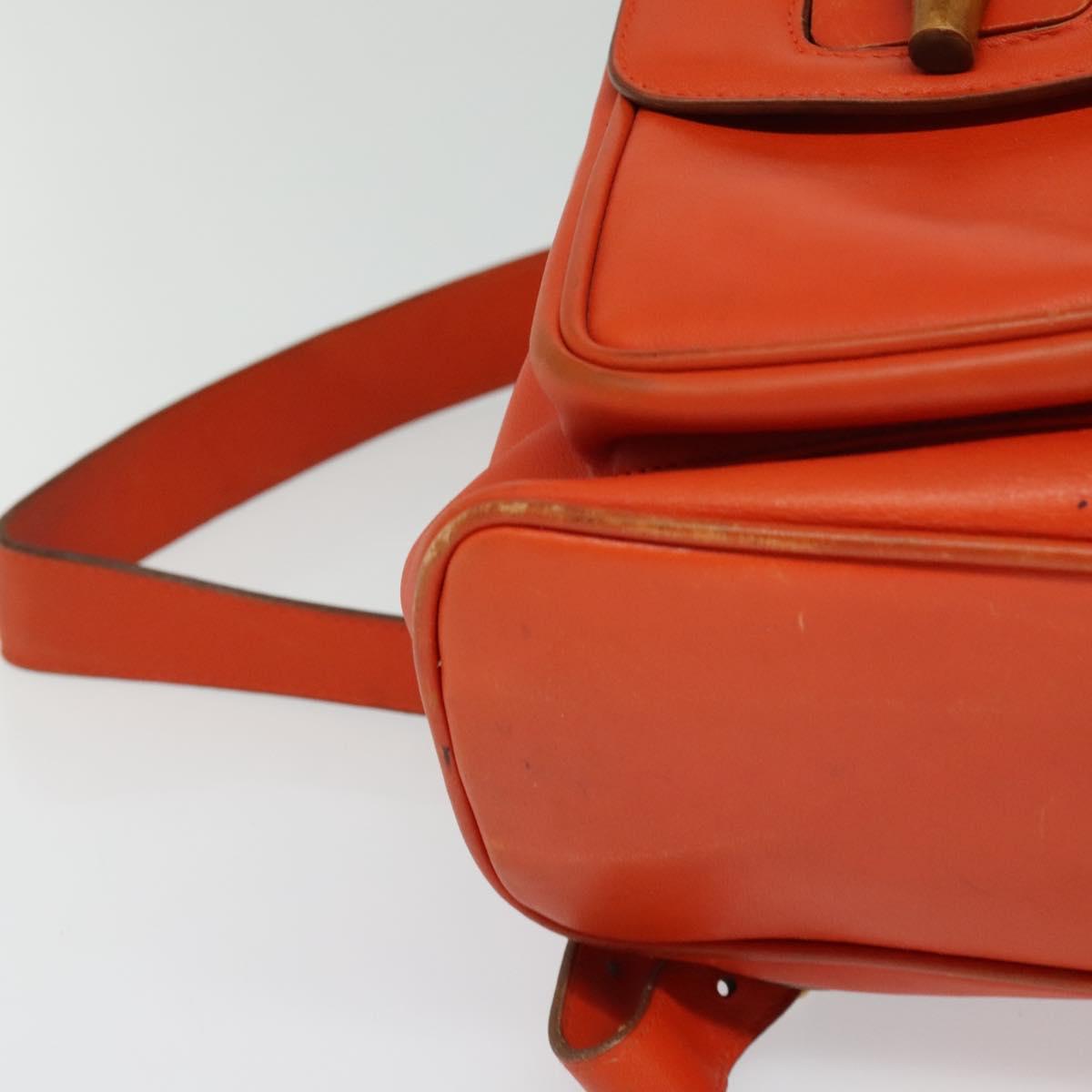 GUCCI Bamboo Backpack Leather Orange Gold 003 2058 0016 Auth mr1294
