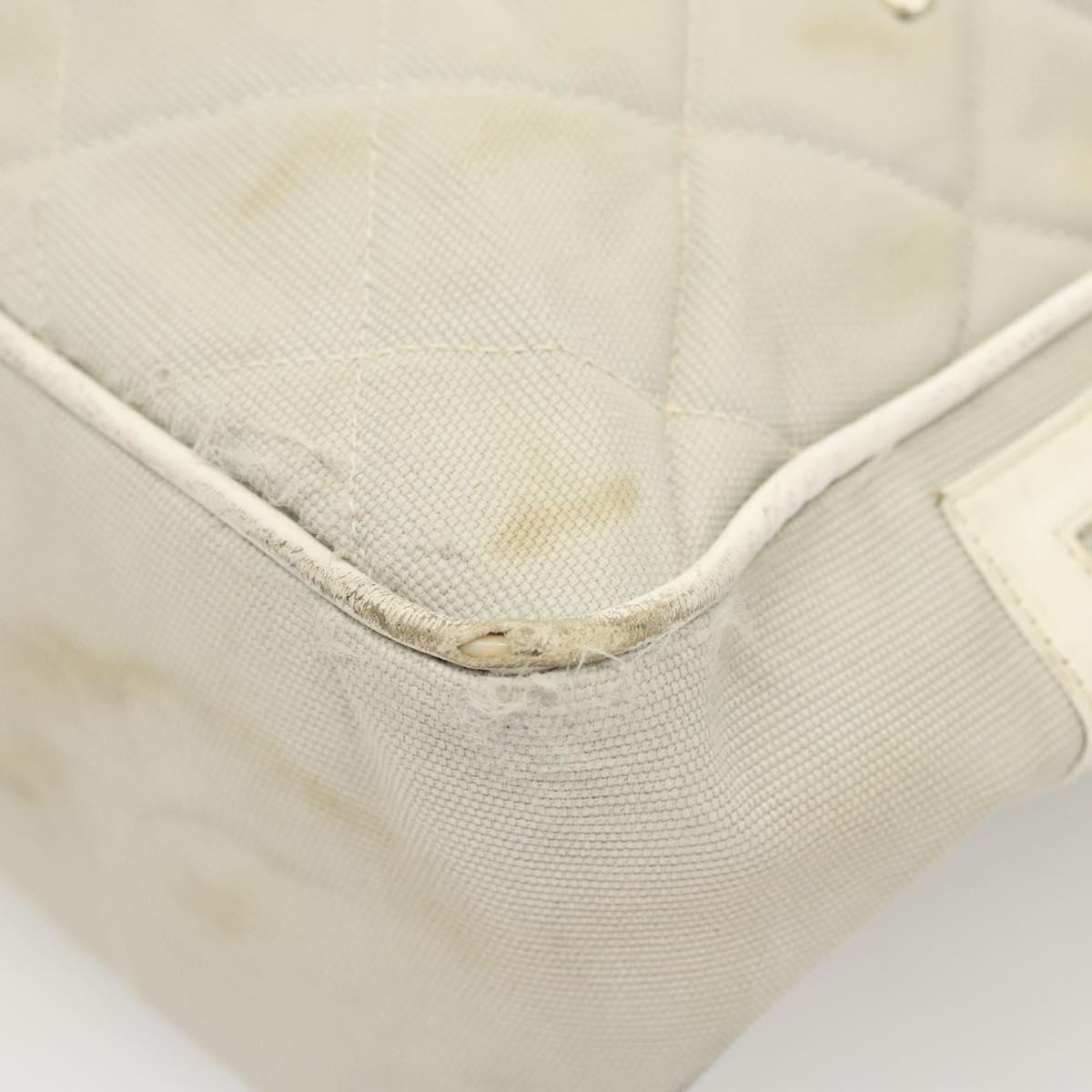 CHANEL Shoulder Bag Canvas Gray Silver CC Auth mr1301