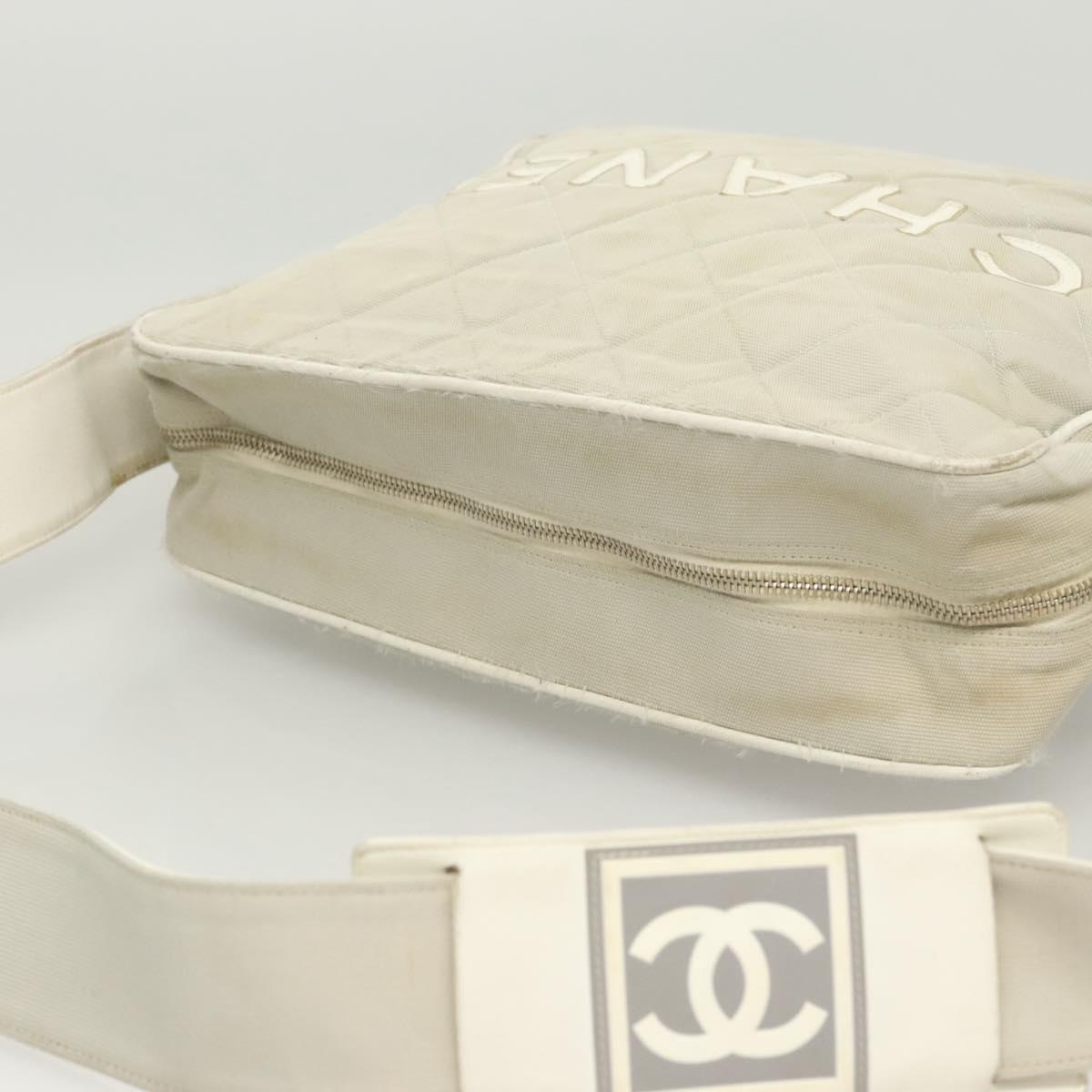 CHANEL Shoulder Bag Canvas Gray Silver CC Auth mr1301