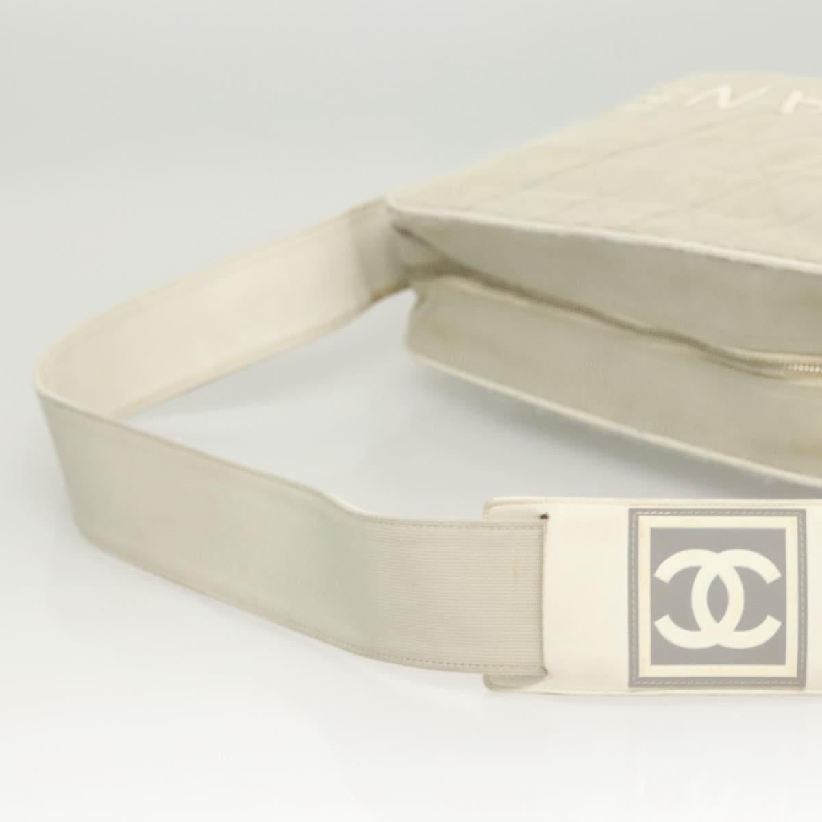 CHANEL Shoulder Bag Canvas Gray Silver CC Auth mr1301