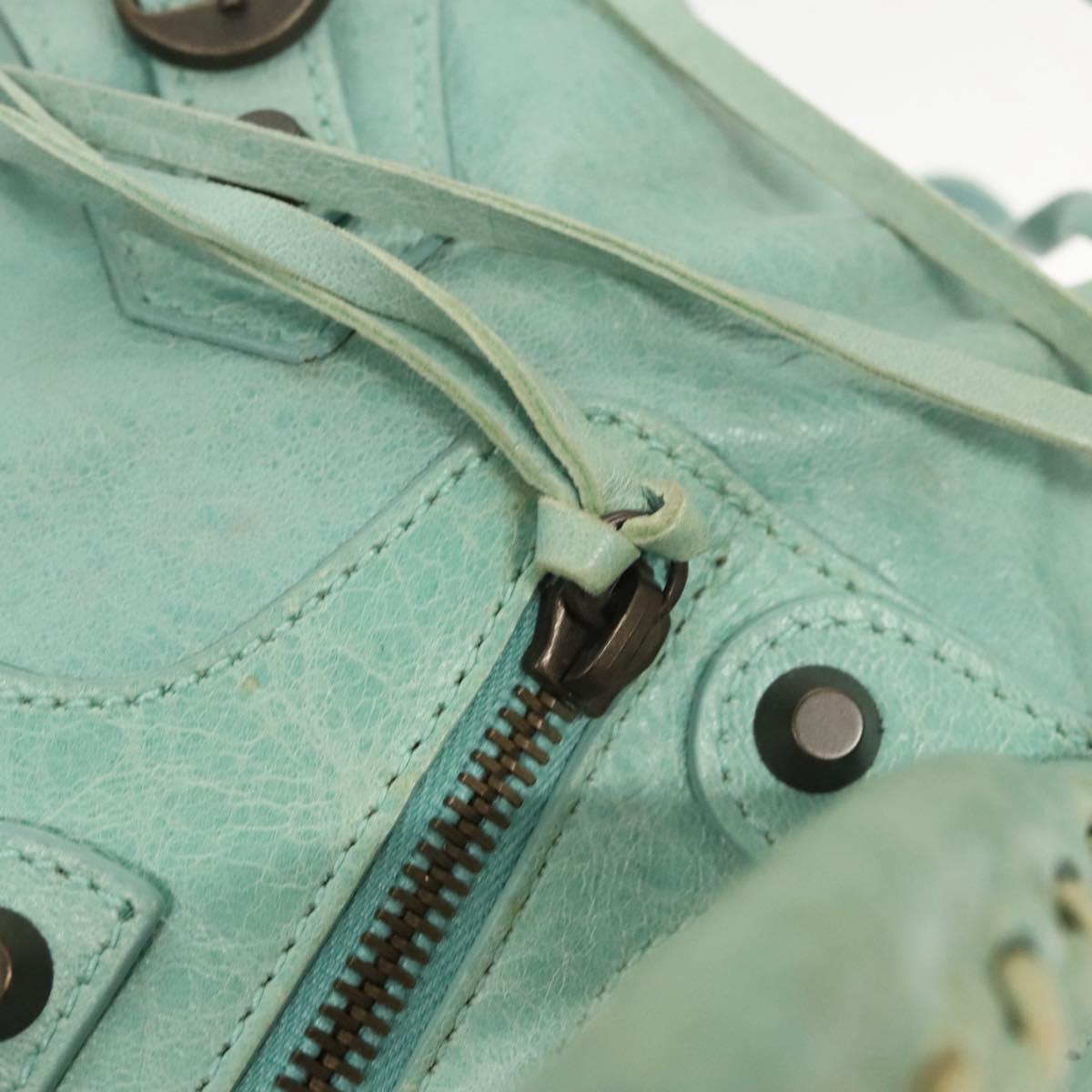 BALENCIAGA City Hand Bag Leather Green Auth mr1307