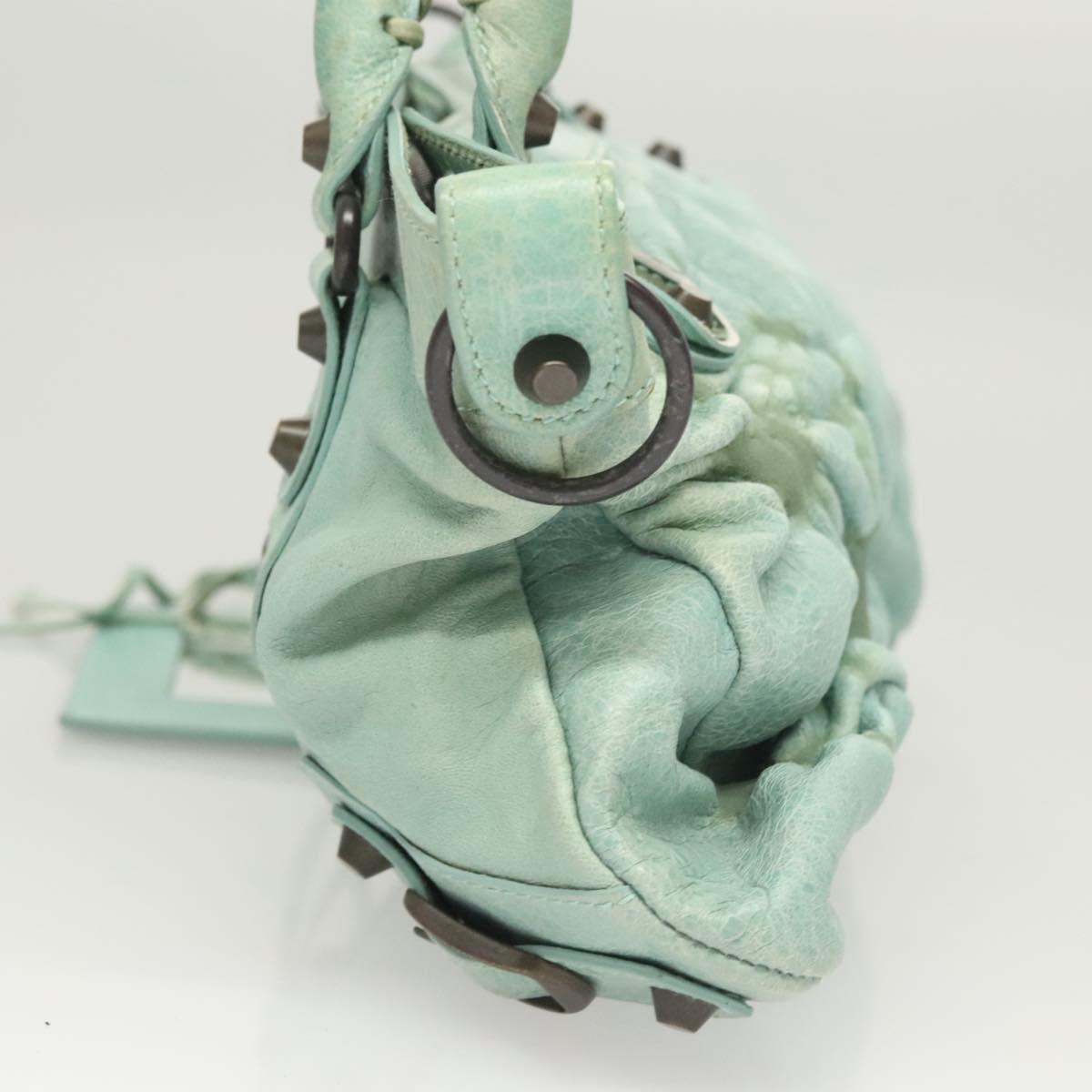 BALENCIAGA City Hand Bag Leather Green Auth mr1307