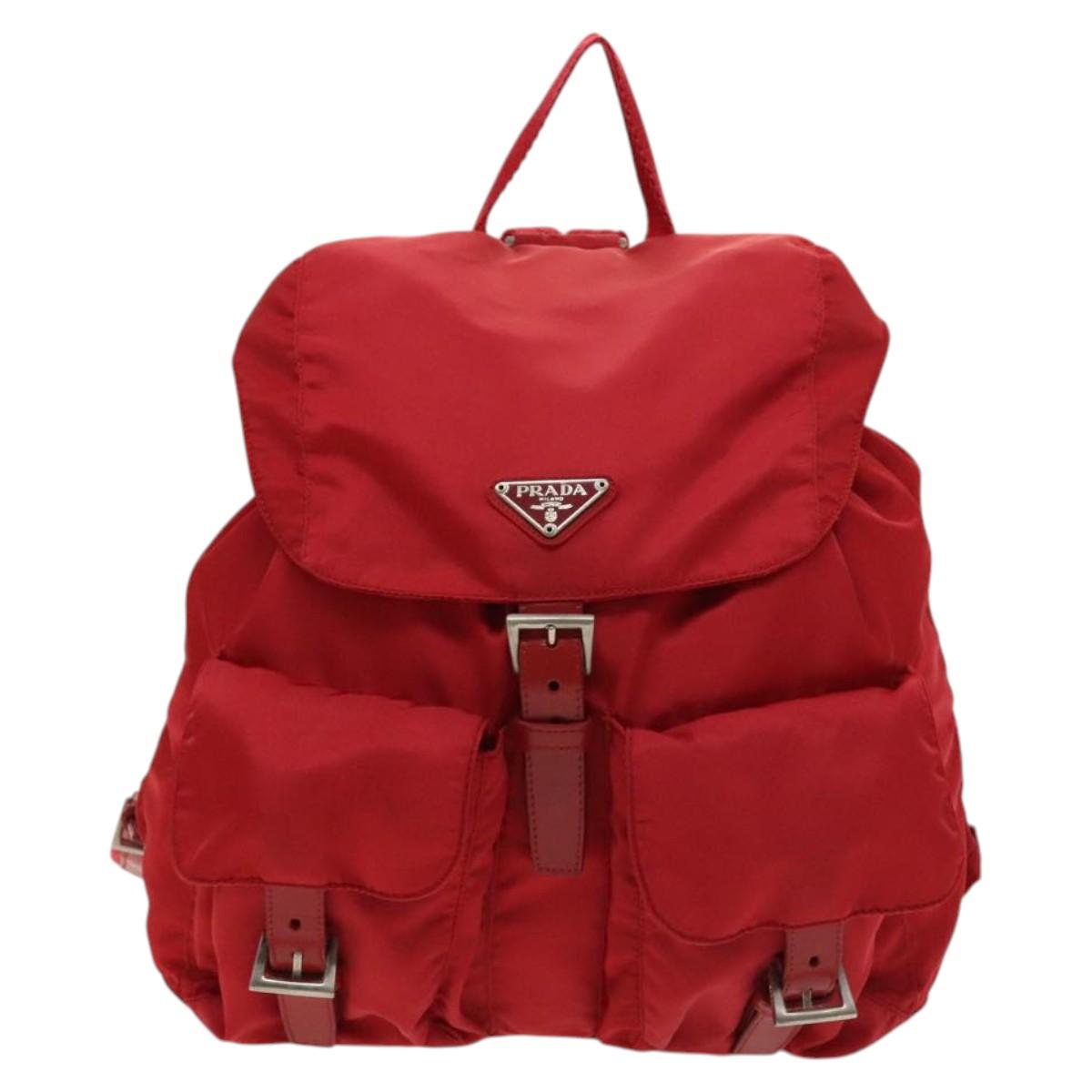 PRADA Backpack Nylon Red Silver Auth mr1309