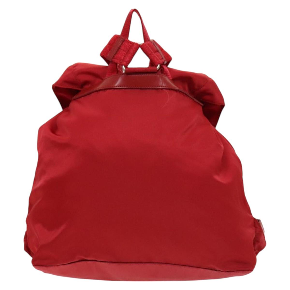 PRADA Backpack Nylon Red Silver Auth mr1309
