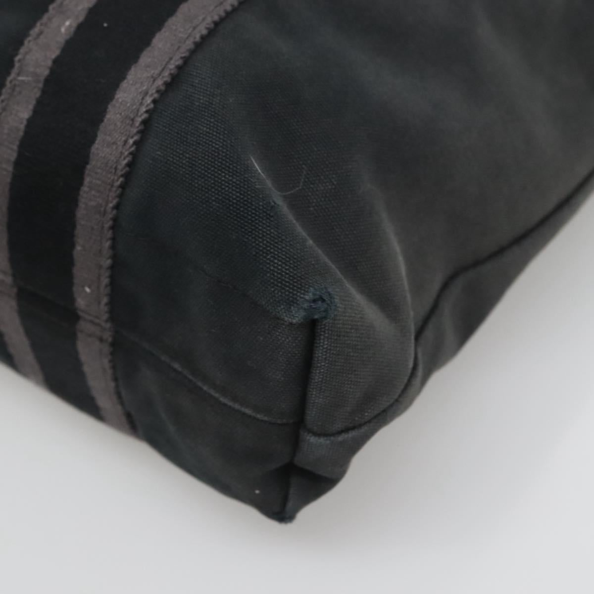 HERMES Fourre Tout Cabas Tote Bag Canvas Black Auth mr1312