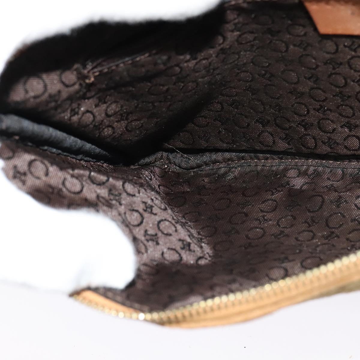 CELINE C Macadam Canvas Shoulder Bag Suede Brown Gold Auth mr1313