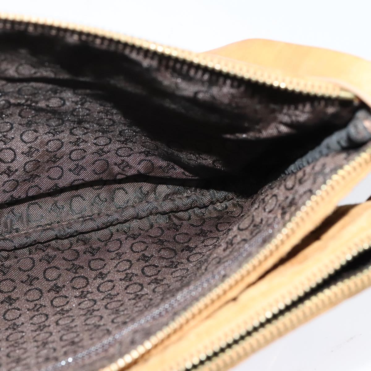 CELINE C Macadam Canvas Shoulder Bag Suede Brown Gold Auth mr1313