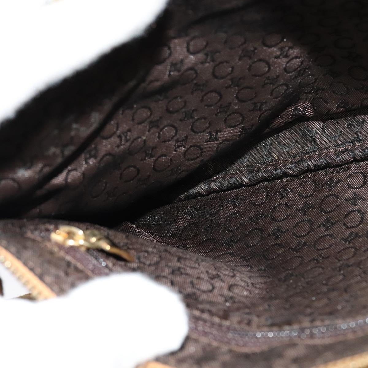 CELINE C Macadam Canvas Shoulder Bag Suede Brown Gold Auth mr1313