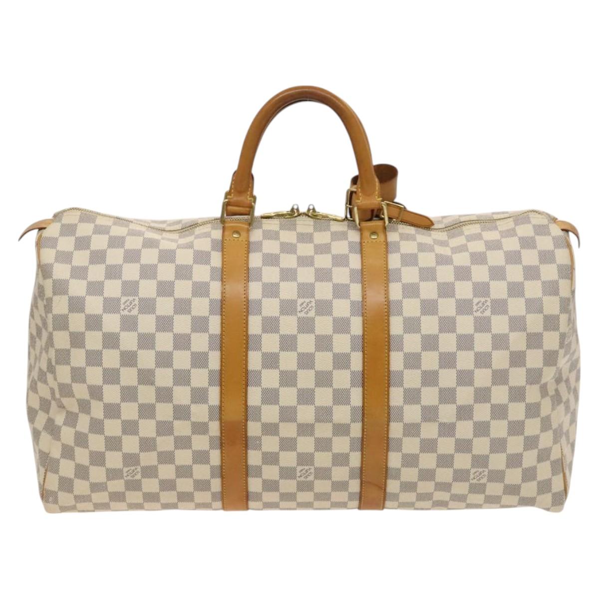 LOUIS VUITTON Damier Azur Keepall 50 Boston Bag N41430 LV Auth mr1315