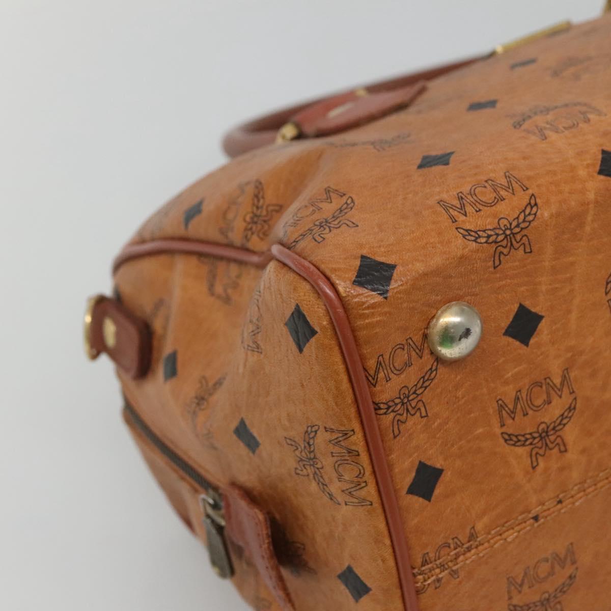 MCM Logogram Vicetos Hand Bag PVC Leather Brown Gold Auth mr1320