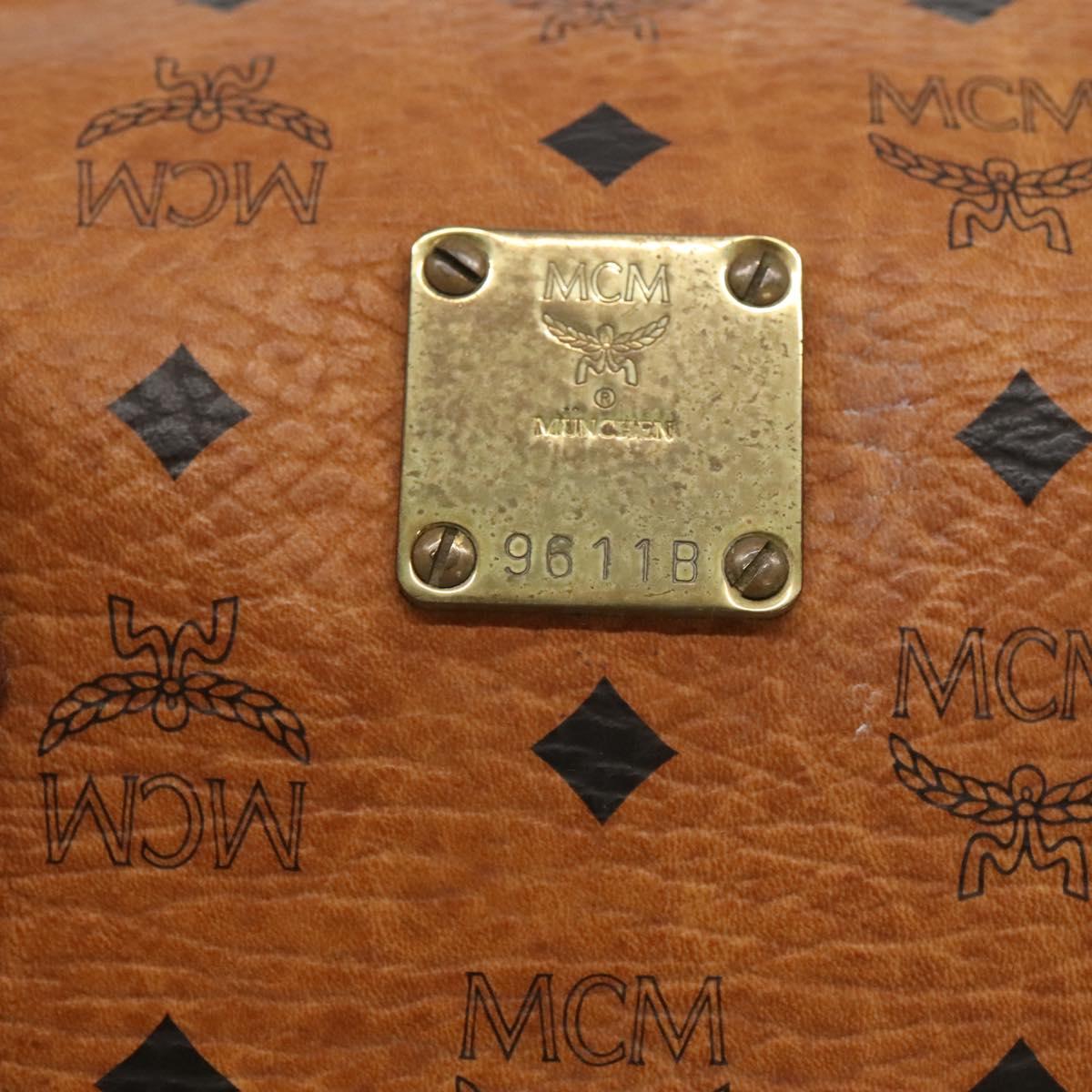 MCM Logogram Vicetos Hand Bag PVC Leather Brown Gold Auth mr1320