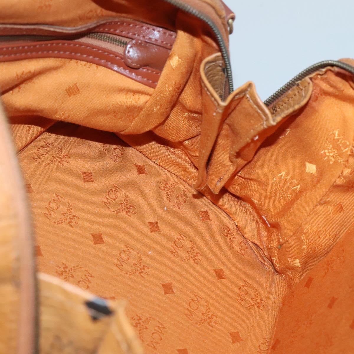 MCM Logogram Vicetos Hand Bag PVC Leather Brown Gold Auth mr1320