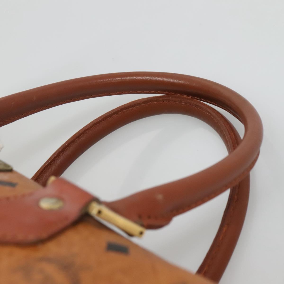 MCM Logogram Vicetos Hand Bag PVC Leather Brown Gold Auth mr1320