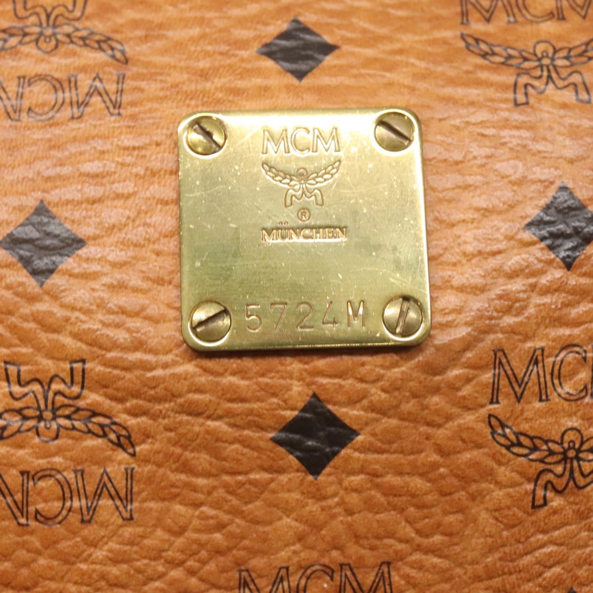 MCM Logogram Vicetos Hand Bag PVC Leather Brown Gold Auth mr1321