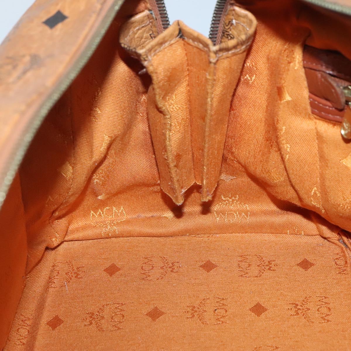 MCM Logogram Vicetos Hand Bag PVC Leather Brown Gold Auth mr1321