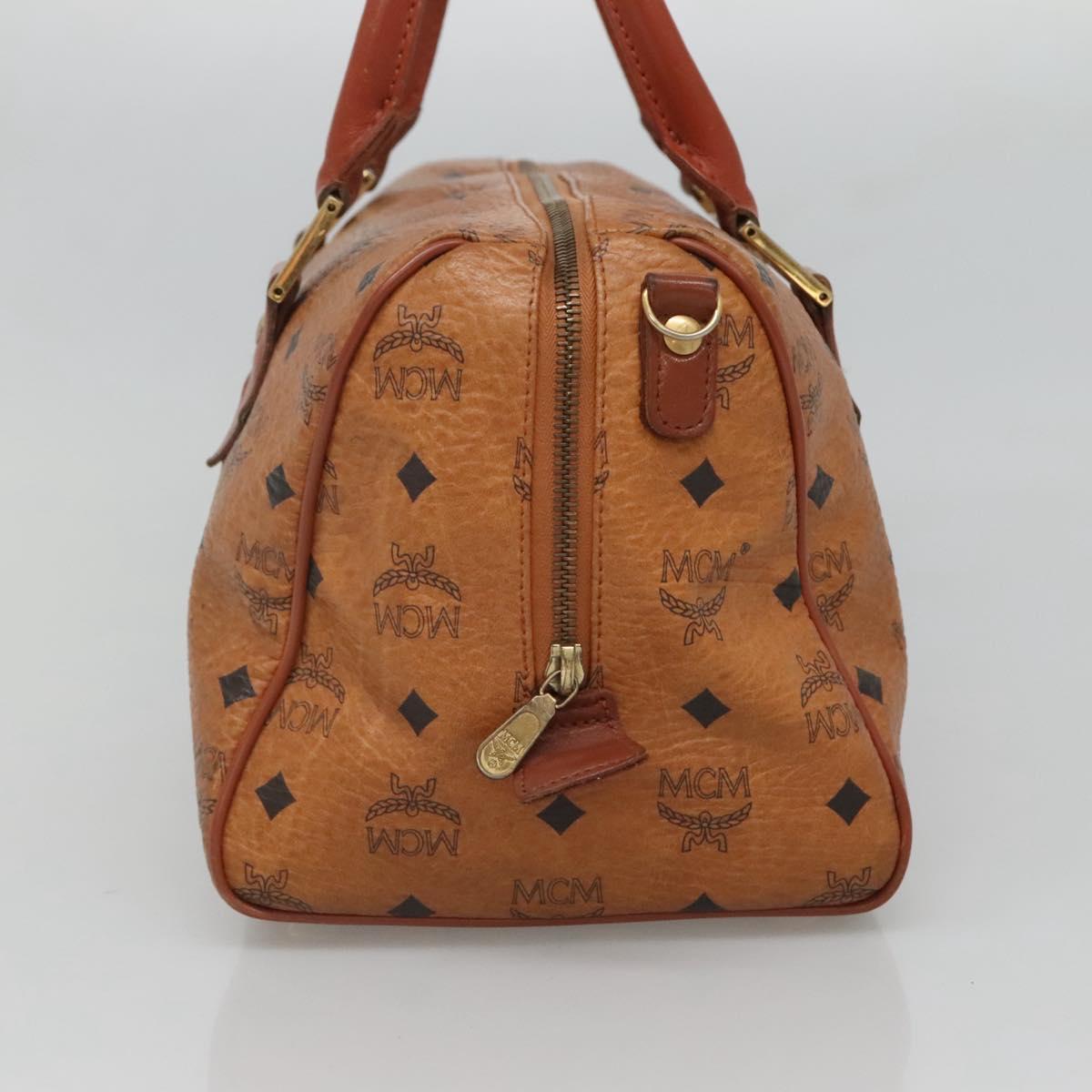 MCM Logogram Vicetos Hand Bag PVC Leather Brown Gold Auth mr1321