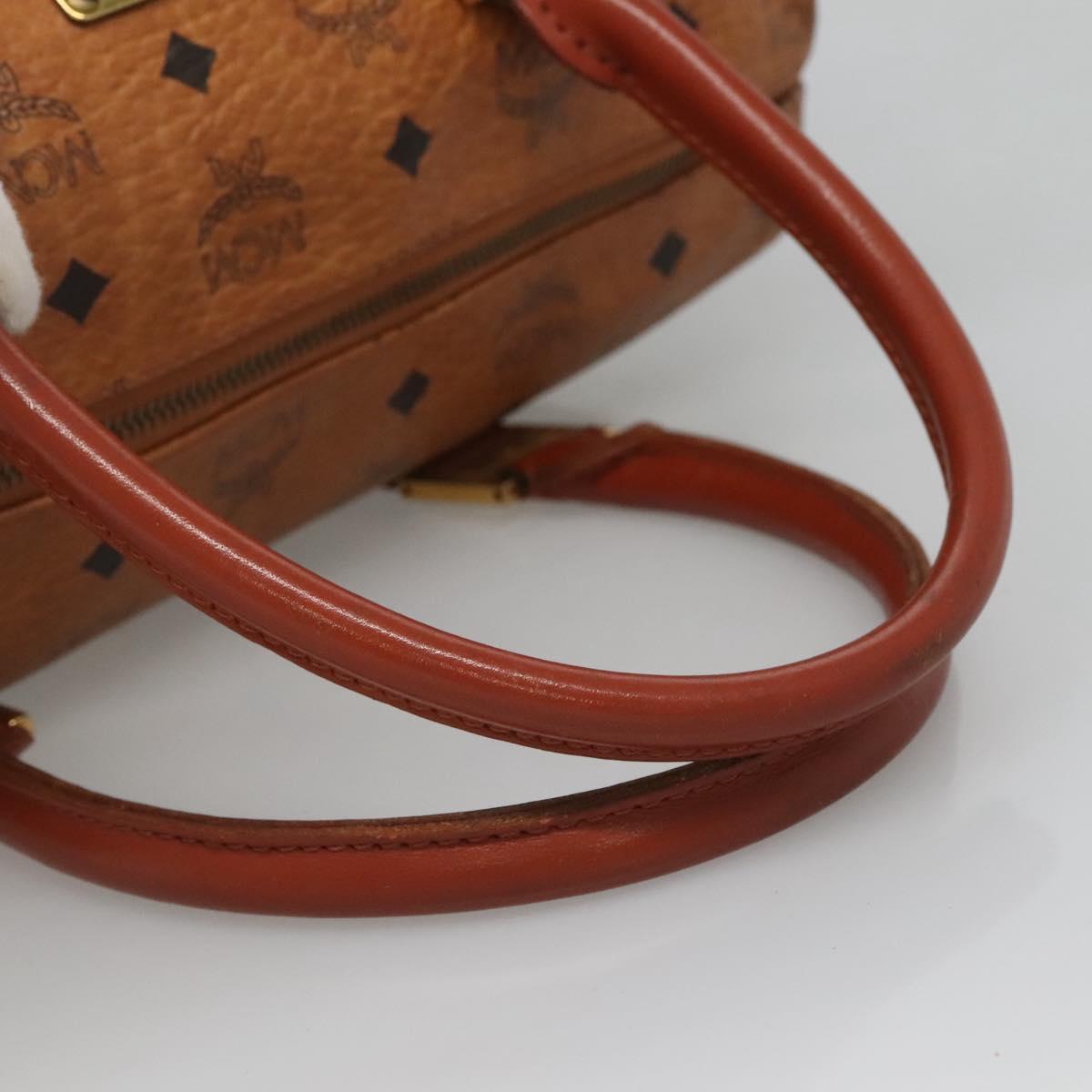 MCM Logogram Vicetos Hand Bag PVC Leather Brown Gold Auth mr1321