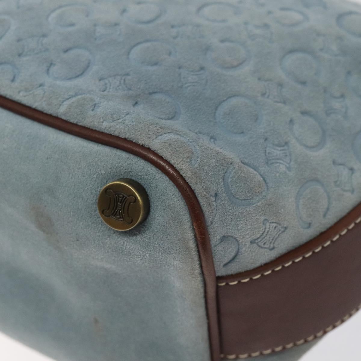 CELINE C Macadam Canvas Shoulder Bag Suede Leather Blue Gold Auth mr1329
