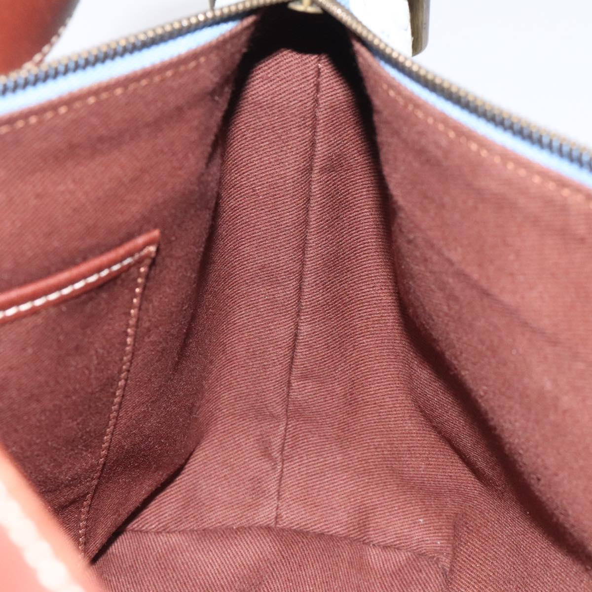 CELINE C Macadam Canvas Shoulder Bag Suede Leather Blue Gold Auth mr1329