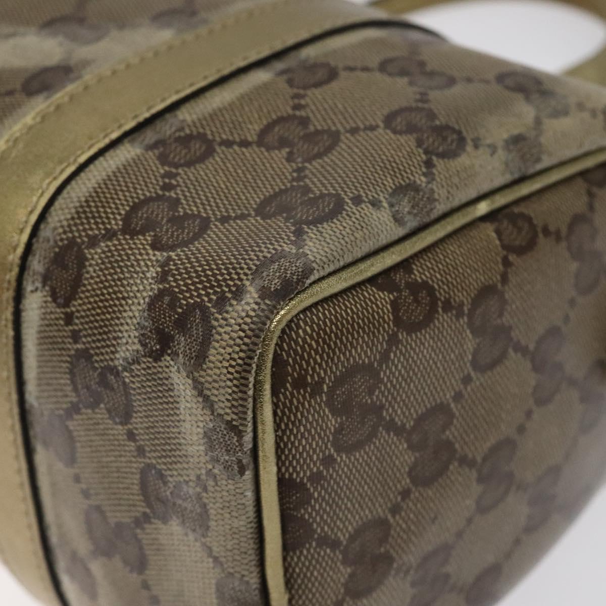 GUCCI GG Crystal Hand Bag Coated Canvas Beige Gold 193604 Auth mr1331