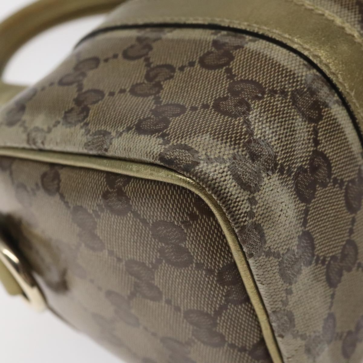 GUCCI GG Crystal Hand Bag Coated Canvas Beige Gold 193604 Auth mr1331