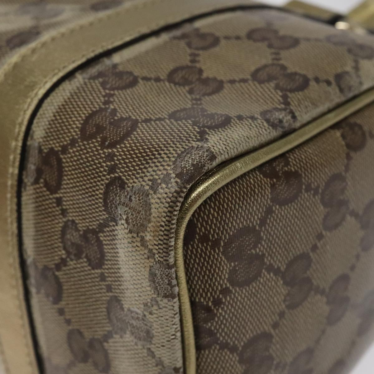 GUCCI GG Crystal Hand Bag Coated Canvas Beige Gold 193604 Auth mr1331