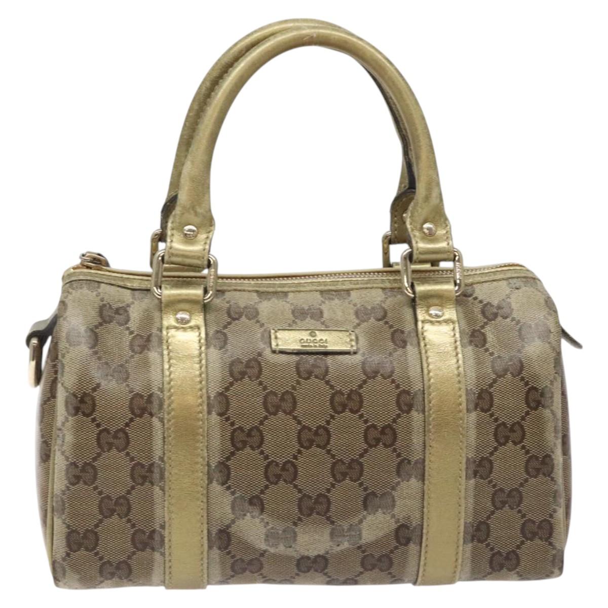 GUCCI GG Crystal Hand Bag Coated Canvas Beige Gold 193604 Auth mr1331