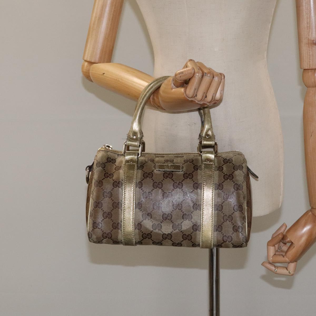 GUCCI GG Crystal Hand Bag Coated Canvas Beige Gold 193604 Auth mr1331