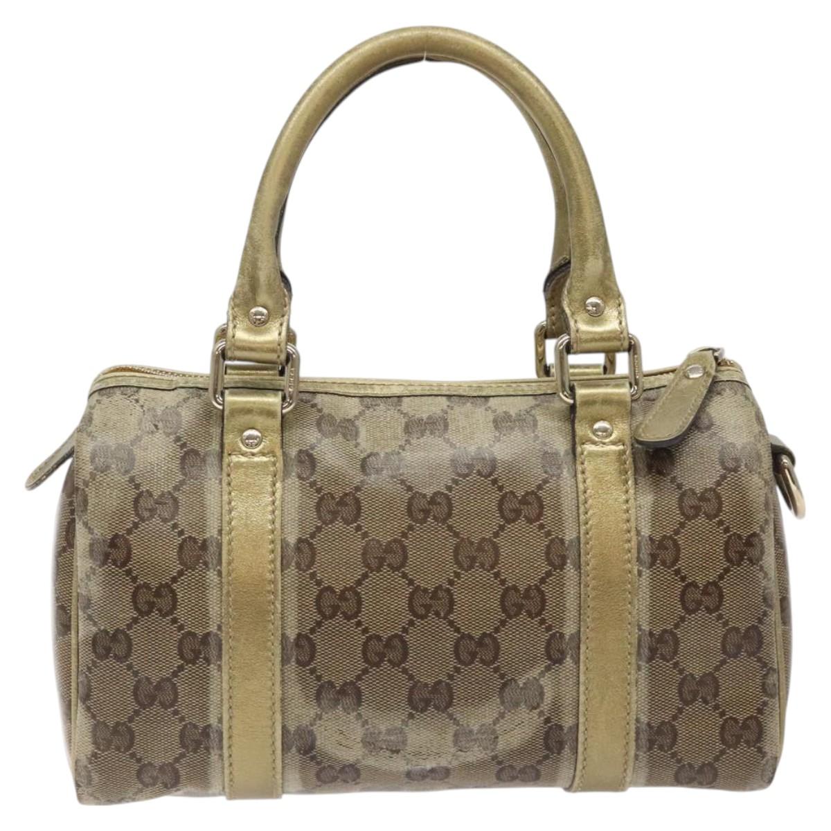 GUCCI GG Crystal Hand Bag Coated Canvas Beige Gold 193604 Auth mr1331