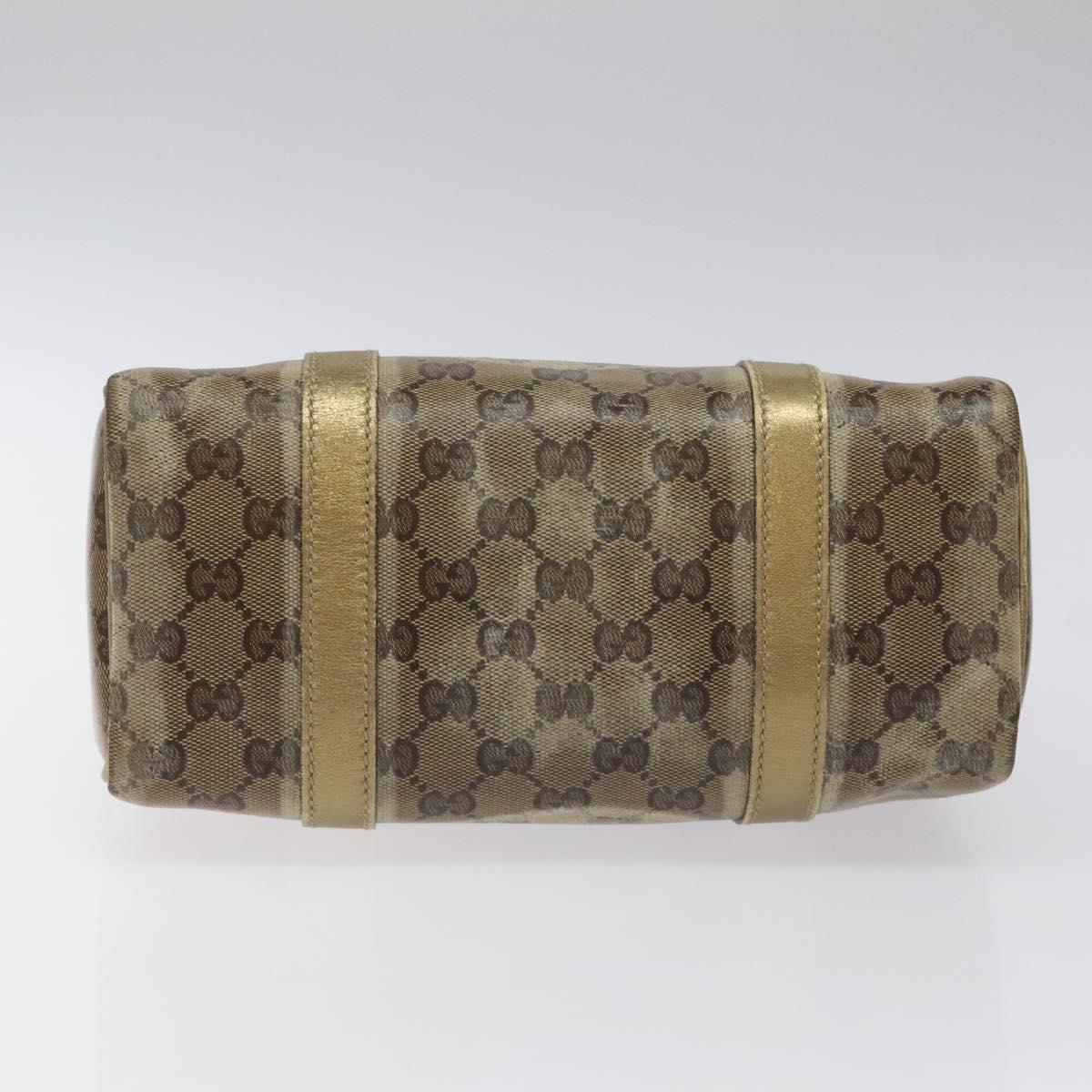 GUCCI GG Crystal Hand Bag Coated Canvas Beige Gold 193604 Auth mr1331