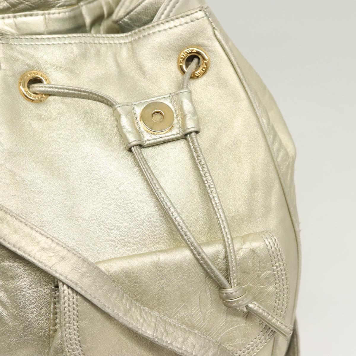 LOEWE Backpack Leather Gold Auth mr1333