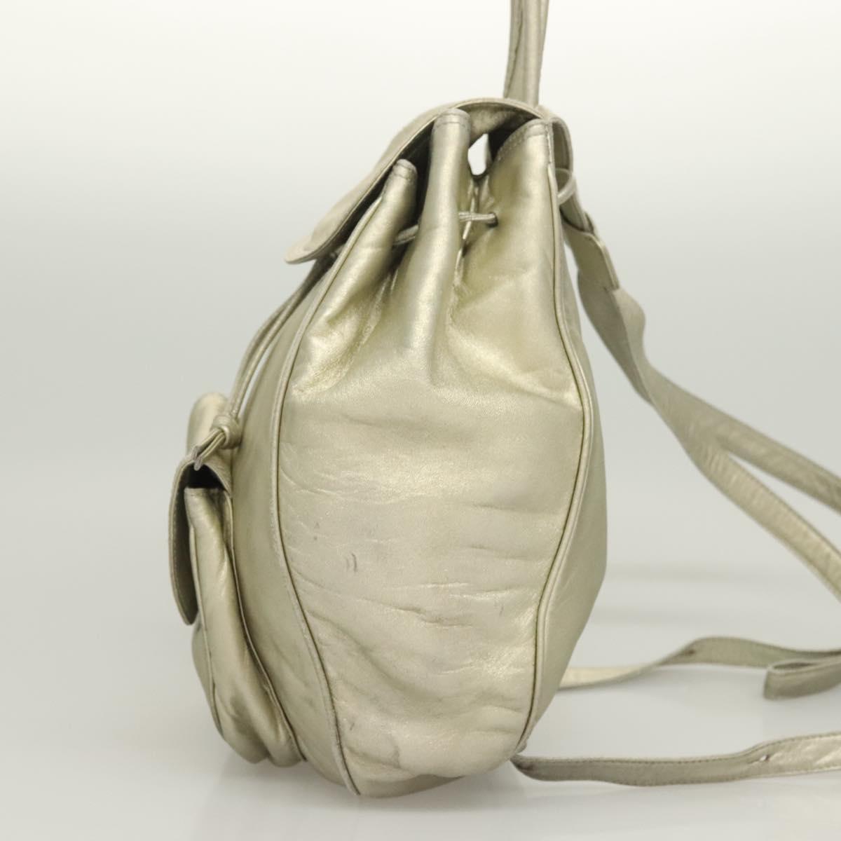 LOEWE Backpack Leather Gold Auth mr1333