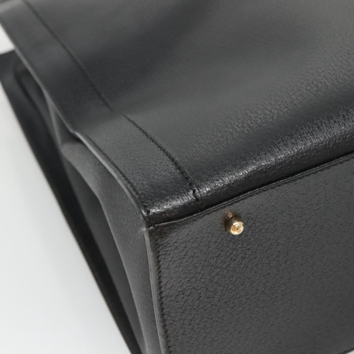 GUCCI Bamboo Hand Bag Leather Black Gold 002 1186 0259 Auth mr1334