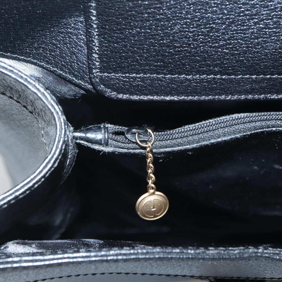 GUCCI Bamboo Hand Bag Leather Black Gold 002 1186 0259 Auth mr1334